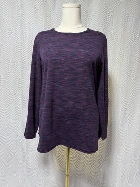J. Jill Fit Performance Purple Space Dye Long Sleeve Crewneck Tee (Size LP)